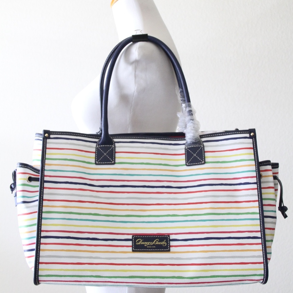 NWT Dooney & Bourke Multi WaterColor Stripes Medium Tote Style # BMSTR0833 MUMR